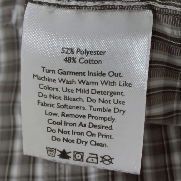 Eddie Bower Plaid Button Down Shirt Brown Tan Long Sleeve Size Medium Men's - Picture 4 of 10